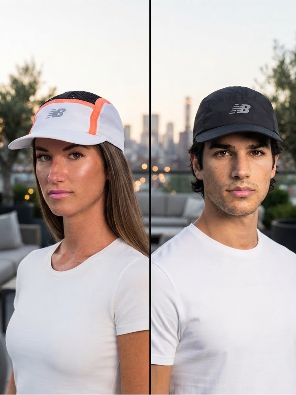 2 New Balance hats running cycling performance stash white black light Dryfit